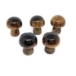 Tiger Eye Natural Tiger Eye Healing Mushroom Figurines, Reiki Energy Stone Display Decorations, 20mm