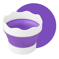 Blue Violet Silicone Portable Retractable Buckets, Paint Brush Tub, Paint Brush Cleaner, Watercolor Paint Basin, Blue Violet, 9.7x7.2x8cm