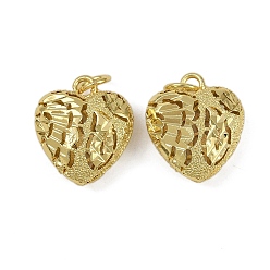 Настоящее золото 18K Латунные подвески, сердце прелести, долговечный, без кадмия и без свинца, стойки покрытие, с целью перехода в кольце, реальный 18 k позолоченный, 18x16x7.5 мм, отверстие : 4.5 мм