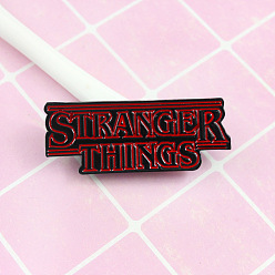 Word Word Stranger Things Enamel Pin, Creative Zin Alloy Brooch for Backpack Clothes, Red, 18x47mm