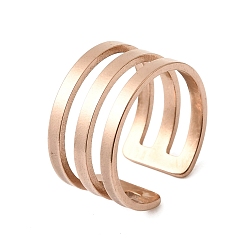 Розовое Золото 304 открытые кольца манжеты из нержавеющей стали, ионное покрытие (ip), розовое золото , 10.5 мм, внутренний диаметр: 17.6 мм