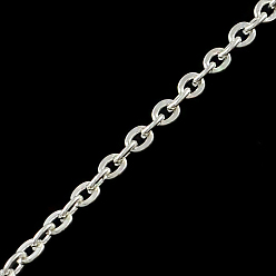 Серебро Железо кабельные сети, несварные, с катушкой, Плоско-овальные, серебряный цвет гальваническим, 3.6x2.8x0.6 мм, около 328.08 футов (100 м) / рулон