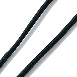 Black Round Plastic Tube Cords, Covered with Silk Ribbon, Black, 450~480x3~3.5mm