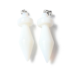 Опал Opalite подвески, двухконусные подвески, с латунной фурнитурой , платина, 48.8~50x14 мм, отверстие : 6.5x4.5 мм