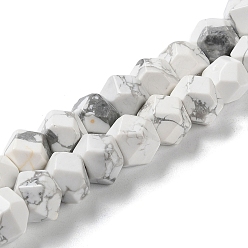 Howlite Natural Howlite Star Cut Round Beads Strands, Faceted, 7~8.5x7~8.5x7~8.5mm, Hole: 1.2mm, about 25~26pcs/strand, 8.39''~8.62''(21.3~21.9cm)