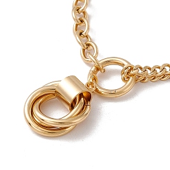 Golden Tri-Interlocking Ring Pendant Necklace for Women, Vacuum Plating 304 Stainless Steel Chain Necklace, Golden, 16.93 inch(43cm)
