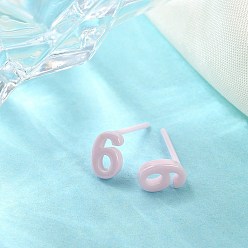 Pink Hypoallergenic Bioceramics Zirconia Ceramic Stud Earrings, Number 6, No Fading and Nickel Free, Pink, 6.5~7x4.5mm