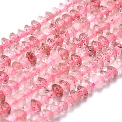 Strawberry Quartz Natural Strawberry Quartz Beads Strands, Faceted, Bicone, 2.5~3x1.5~2mm, Hole: 0.5mm, about 250pcs/Strand, 14.96 inch(38cm)