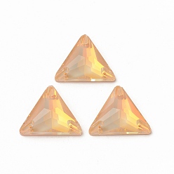 PeachPuff Mocha Effect Triangle Shape Sew on Rhinestone, K5 Glass Rhinestone, Multi-Strand Link, Plated Flat Back, Sewing Craft Decoration, PeachPuff, 22x25x7mm, Hole: 1mm