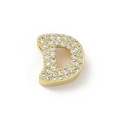 Letter D Латунные микро проложить кубического циркония прелести, без кадмия и без свинца, долговечный, реальный 18 k позолоченный, Буква D, 10x9x4 мм, отверстие : 2x3.5 мм