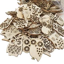 BurlyWood 10Pcs Hollow Unfinished Wood Owl Shaped Cutouts, Owl Craft Blank Ornament, DIY Painting Supplies, BurlyWood, 3.8cm