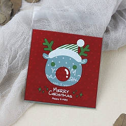 Олень Рождественская тема opp самоклеящиеся пакеты для печенья и закусок, квадрат с рисунком, Узор оленя, 10x7 см, 100 шт / пакет