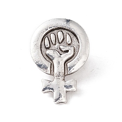 Antique Silver Alloy Fist Lapel Pin Brooch for Backpack Clothes, Antique Silver, 29.5x20x2mm