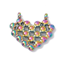 Rainbow Color Ionenbeschichtung (IP) 304 Edelstahlanhänger, hohl, Herzanhänger, Regenbogen-Farb, 17.5x19x3 mm, Bohrung: 1.8 mm