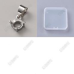 Platinum 10Pcs Brass Pendant Cabochon Settings, Flat Round, Open Back Settings, Platinum, 10.5x9x5.5mm, Hole: 6.5x4.5mm, Tray Size: 6mm