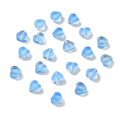 Light Sky Blue Transparent Glass Pendants,  Heart, Light Sky Blue, 5.5x6x2mm, Hole: 1mm