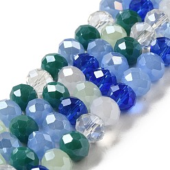 Light Blue Glass Beads Strands, Faceted, Rondelle, Light Blue, 4x3mm, Hole: 0.4mm, about 123~127pcs/strand, 15.75~16.5 inch(40~42cm)