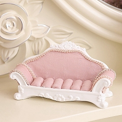 Pink Sofa Resin with Cloth Ring Displays, Ring Storage Holder, Desk Decoration, Pink, 14x6x8cm