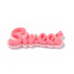 Light Coral Opaque Resin Cabochons, Word Sweet, Pink, Light Coral, 37x14.5x6mm