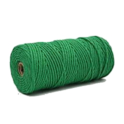 Green Cotton String Threads, Macrame Cord, Decorative String Threads, for DIY Crafts, Gift Wrapping and Jewelry Making, Green, 3mm, about 109.36 Yards(100m)/Roll