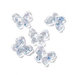 Dodger Blue Transparent Acrylic Beads, with Dried Flower Petal, Butterfly, Dodger Blue, 17.5x21x6mm, Hole: 1.8mm, 415pcs/500g