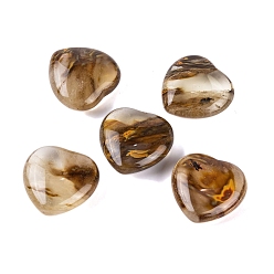 Tigerskin Glass Synthetic Tigerskin Glass Healing Stones, Heart Love Stones, Pocket Palm Stones for Reiki Ealancing, 30x30x11.5~12.5mm