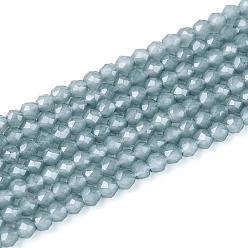 Светлый Стально-синий Стеклянные бусины, имитация нефрита , круглые, граненые, светло-стальной синий, 2x2 мм, отверстие : 0.6~0.8 мм, около 173~182 шт / нитка, 13.58~14.37'' (34.5~36.5 см)