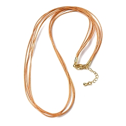 Сэнди Коричневый 1мм вощеный шнур 5-образное ожерелье, с латунными выводами и 304 застежками из лобстера из нержавеющей стали, золотые, песчаный коричневый, 18.90 дюйм (48 см)