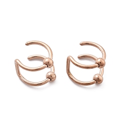 Розовое Золото 304 нержавеющая сталь 2 леска круглая клипса на кольцах для носа, носовая манжета непирсинг украшения для женщин, ионное покрытие (ip), розовое золото , 8.5x11 мм