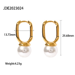 JDE2023024 Versatile 18k Gold Plated Stainless Steel U-shaped Shell Pearl Earrings for Women