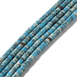 Небесно-голубой Синтетические имперские нитки из бисера яшмы, окрашенные, Плоский круглый / диск, голубой, 4.5x1.5~2.5 мм, отверстие : 0.8 мм, около 152~155 шт / нитка, 15.04~15.35 дюйм (38.2~39 см)