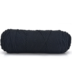 Black 100g 8-Ply Acrylic Fiber Yarn, Milk Cotton Yarn for Tufting Gun Rugs, Amigurumi Yarn, Crochet Yarn, for Sweater Hat Socks Baby Blankets, Black, 3mm