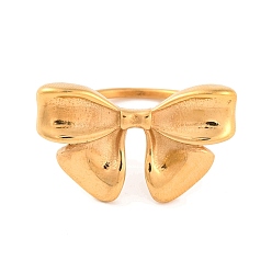 Золотой Ионное покрытие (IP) 304 кольца из нержавеющей стали с бантиком для женщин, золотые, бант : 31x15 мм, размер США 6 (16.5 мм)