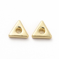 Light Gold Alloy Beads, Long-Lasting Plated, Cadmium Free & Lead Free, Triangle, Light Gold, 6x8x2.5mm, Hole: 1.8mm