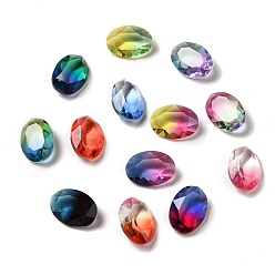 Mixed Color Faceted K9 Glass Rhinestone Cabochons, Pointed Back, Oval, Mixed Color, 18x13x6mm