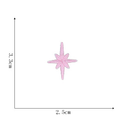 Pink Computerized Embroidery Cloth Self-adhesive/Sew on Patches, Costume Accessories, 8 Pointed Star, Pink, 33x25mm