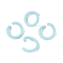Turquoise Pâle Anneaux ouverts en fer peint à la bombe, turquoise pale, Jauge 18, 8.5x1mm, diamètre intérieur: 5.5 mm, environ5050 pcs / 1000 g