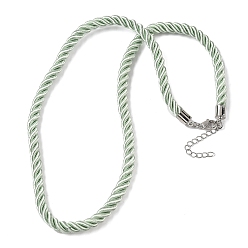 Аквамарин 5мм нейлоновый витой шнур для изготовления ожерелий, с латунными выводами и 304 застежками из лобстера из нержавеющей стали, долговечный, стойки покрытие, платина, аквамарин, 17.72~18.90 дюйм (45~48 см)
