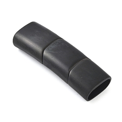 Черный Ионное покрытие (ip) 316 магнитные кламмеры из хирургической нержавеющей стали с приклеиваемыми концами, прямоугольные, матовый стиль, чёрные, 44x14x8 мм, отверстие : 6x12 мм