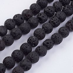 Lava Rock Natural Lava Rock Beads Strands, Round, 8mm, Hole: 1mm, about 49pcs/strand, 15.15 inch