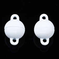 Белый Магнитные застежки из сплава, окрашенного распылением, без кадмия, без никеля и без свинца, круглые, белые, 12x8x8 мм, отверстие : 1.4 мм