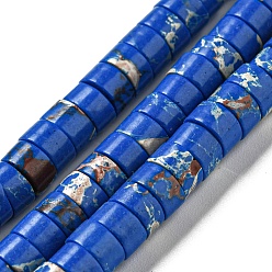 Royal Blue Synthetic Imperial Jasper Dyed Beads Strands, Disc, Heishi Beads, Royal Blue, 6~6.5x3~3.5mm, Hole: 1.2mm, about 107pcs/strand, 14.88''~14.96''(37.8~38cm)