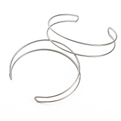 Platinum Brass Double Wire Cuff Bangles, Minimalism Jewelry for Women, Platinum, Inner Diameter: 2-3/8 inch(6cm)