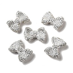 Ghost White Polymer Clay Rhinestone Beads, Bowknot, Ghost White, 21.5~22mmx30mmx9.5~10.5mm, Hole: 1.8mm
