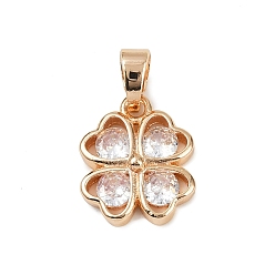 Прозрачный Кулон из циркония, клевер амулеты, долговечный, без свинца и без кадмия, прозрачные, 15x12.5x4 мм, отверстие : 4.5x3 мм