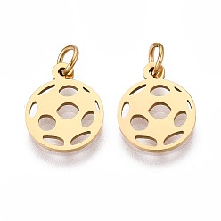 Football 304 прелести нержавеющей стали, с целью перехода в кольце, лазерная резка, ионное покрытие (ip), золотые, футбол, 14x11.5x1 мм, отверстие : 3.2 мм