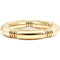 Золотой Богемные женские массивные изогнутые ccb пластиковые трубчатые бусины растягивающиеся браслеты, золотые