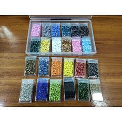 Mixed Color Glass Seed Beads, Opaque Colours Seed, Round, Mixed Color, 4mm, Hole: 1~1.5mm, 100pcs/color, 2400pcs/box