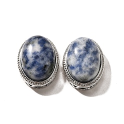 (306FM) Жонкиль матовый с лаймовой подкладкой Многорядные звенья из натуральной яшмы с синими пятнами, овальные, без кадмия и без свинца, платина, 21x16.5x11.5 мм, отверстие : 3 мм