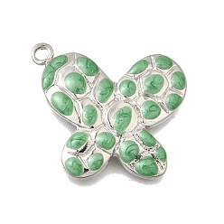 Светло-зеленый Латунь эмаль подвески, без кадмия и без свинца, стойки покрытие, очарование бабочки, платина, светло-зеленый, 25x28x4 мм, отверстие : 2 мм